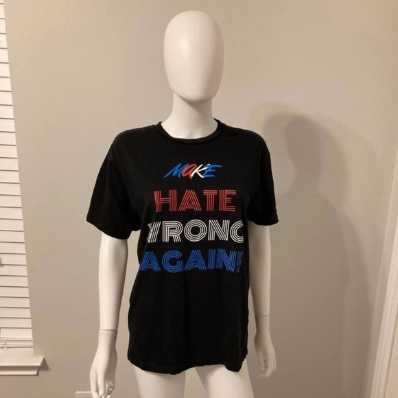 Cotton Heritage Make Hate Wrong Again Graphic T-Shirt Sz M - Picture 1 of 5